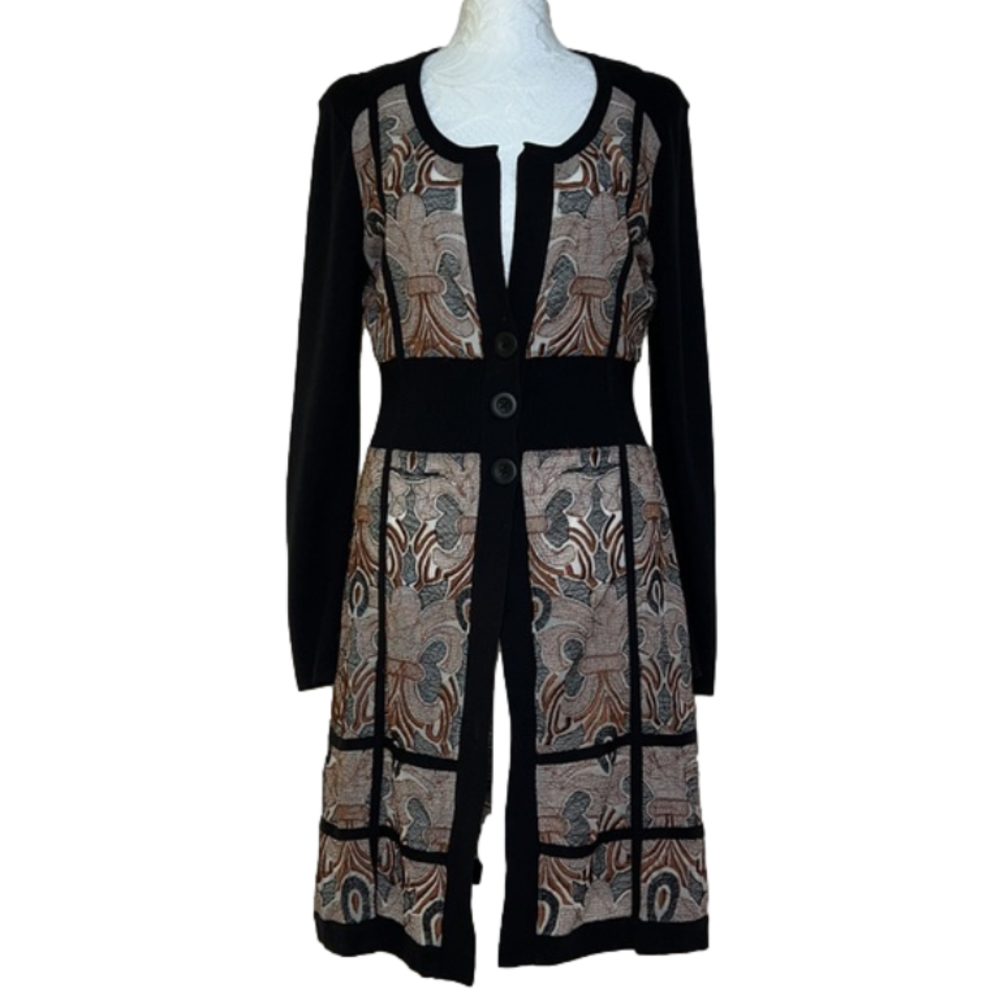 NIC+ZOE Black and Tan Artistic Cardigan